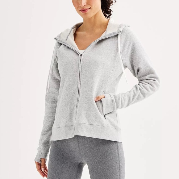 tek gear Tops - Tek Gear Gray Ultra Soft Fleece Full Zip Hoodie Sweatshirt w/ Pockets Women’s L
